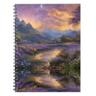 Caderno Espiral Vale da Montanha Lavanda ao Amanhecer