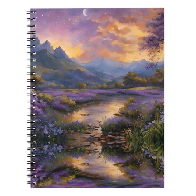 Caderno Espiral Vale da Montanha lavanda em Dawn (Frente)
