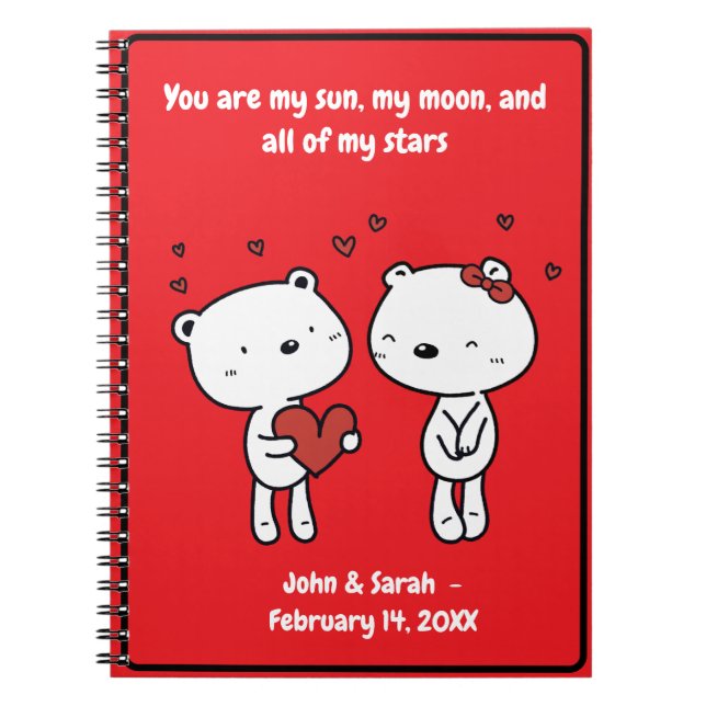 Caderno Espiral Valentine's Day Bear Heart: Joyful Love Laughter  (Frente)