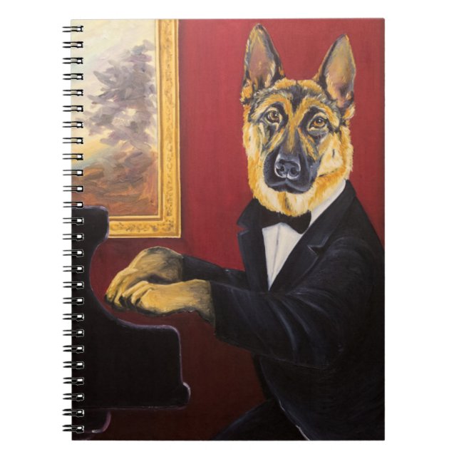 Caderno Espiral Valsa do piano do german shepherd | (Frente)
