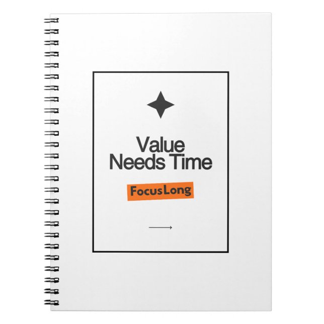 Caderno Espiral Value Needs Time Notebook – Investorgift (Frente)
