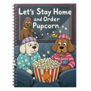 Caderno Espiral Vamos ficar em casa e pedir cães de animação da Pu