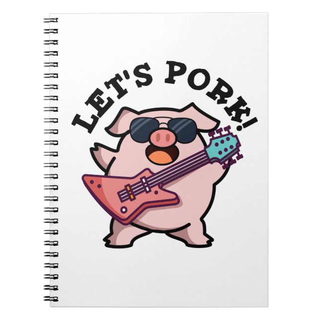 Caderno Espiral Vamos Porco Funny Rock Guitar Porco Trocadilho (Frente)
