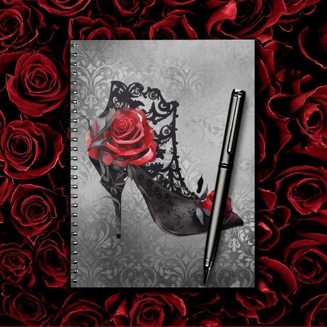 Caderno Espiral Vampy Vogue Grunge | Rosas Stiletto Lace Bootie (Criador carregado)