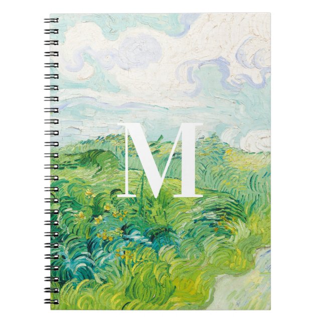 Caderno Espiral Van Gogh. Campos De Trigo Verde, Auvers. Monograma (Frente)