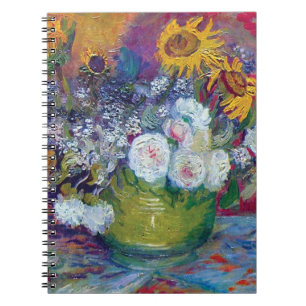 Caderno Espiral Van Gogh - Natureza-Morta com Rosas e Girassóis