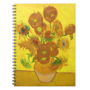 Caderno Espiral Van Gogh Quinze Girassóis Em Uma Arte Bela Vaso