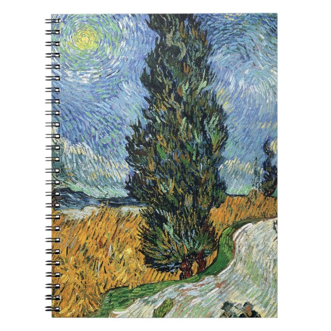 Caderno Espiral Van Gogh Road Com Impressionismo De Cipras (Frente)
