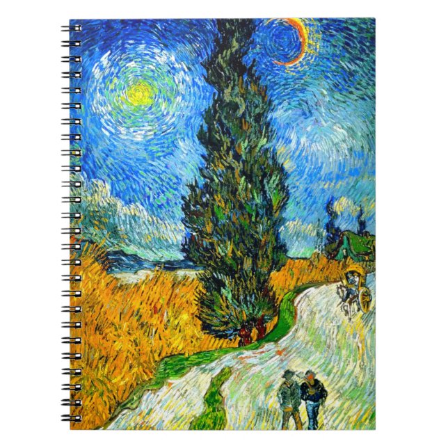 Caderno Espiral Van Gogh Road with Cypress and Star (Frente)