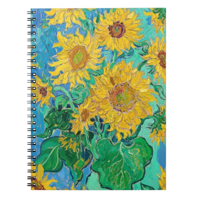 Caderno Espiral Van Gogh Sunflowers Yellow Flowers  Floral  (Frente)
