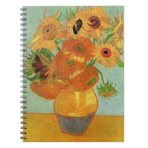 Caderno Espiral Van Gogh Vase com 12 Girassóis, Flores de Bela Ar