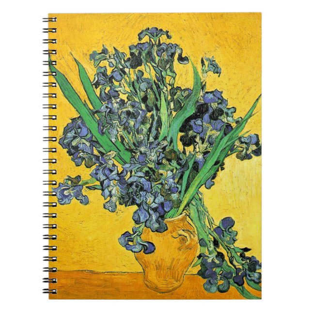 Caderno Espiral Van Gogh - Vase com fundo amarelo irlandês (Frente)