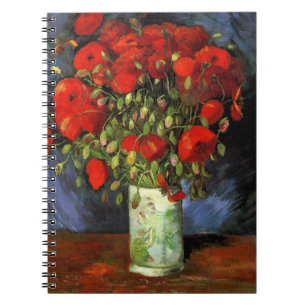 Caderno Espiral Van Gogh Vase com papagaios vermelhos, Vintage Fin