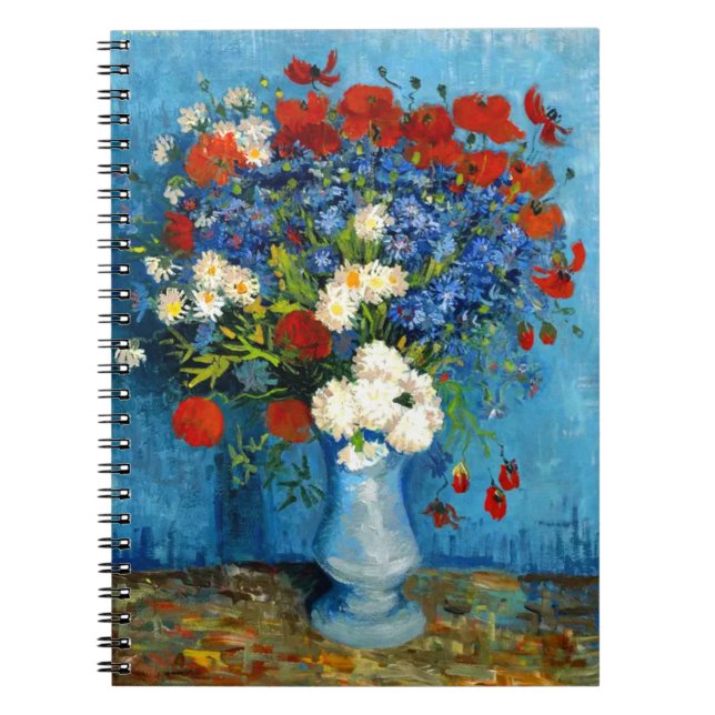 Caderno Espiral Van Gogh Vase with Cornflowers and Poppies (Frente)