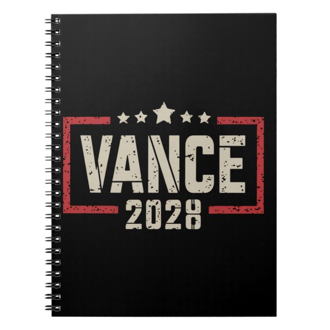 Caderno Espiral Vance 2028 Presidente da campanha eleitoral (Frente)