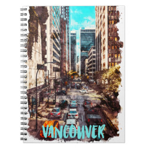 Caderno Espiral Vancouver Canada Viagens vintage Skyline