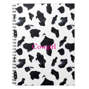 Caderno Espiral Vaqueira de Estampa de Vaca Preto e Branco