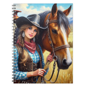 Caderno Espiral Vaqueira e Cavalo Western