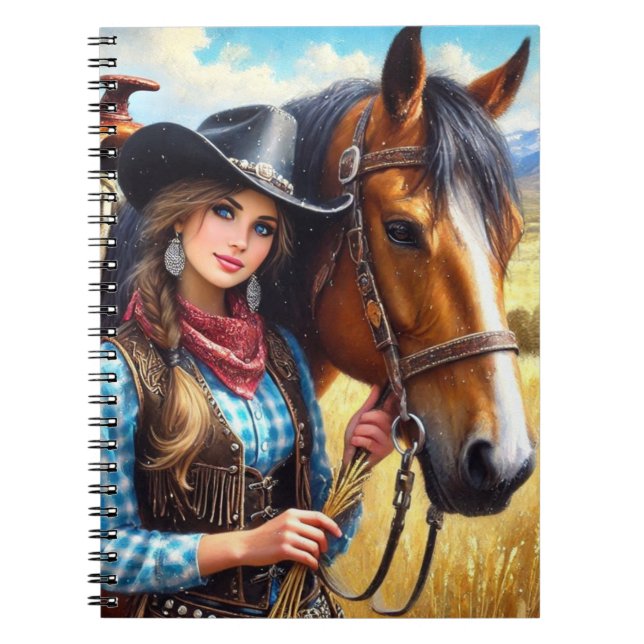 Caderno Espiral Vaqueira e Cavalo Western  (Frente)