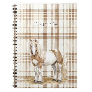 Caderno Espiral Vaqueira Marrom Xadrez Listras Cavalo