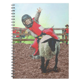 Caderno Espiral Vaqueiro Rodeio Ocidental Vaqueira Lutando com Car