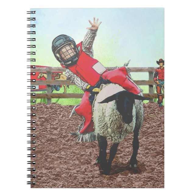 Caderno Espiral Vaqueiro Rodeio Ocidental Vaqueira Lutando com Car (Frente)