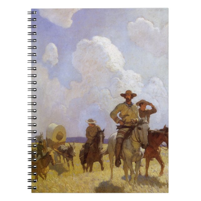 Caderno Espiral Vaqueiros Antigos, O Traje de Parkman por NC Wyeth (Frente)
