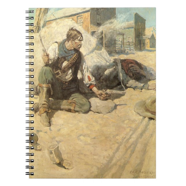 Caderno Espiral Vaqueiros Western Vintage, Hopalong por NC Wyeth (Frente)