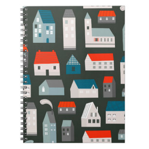 Caderno Espiral Várias pequenas casas. Estilo de corte de papel. P