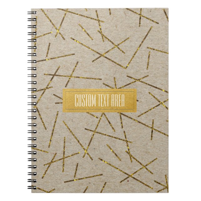 Caderno Espiral Varinhas de Confete Dourado Kraft Moderno Glamour  (Frente)