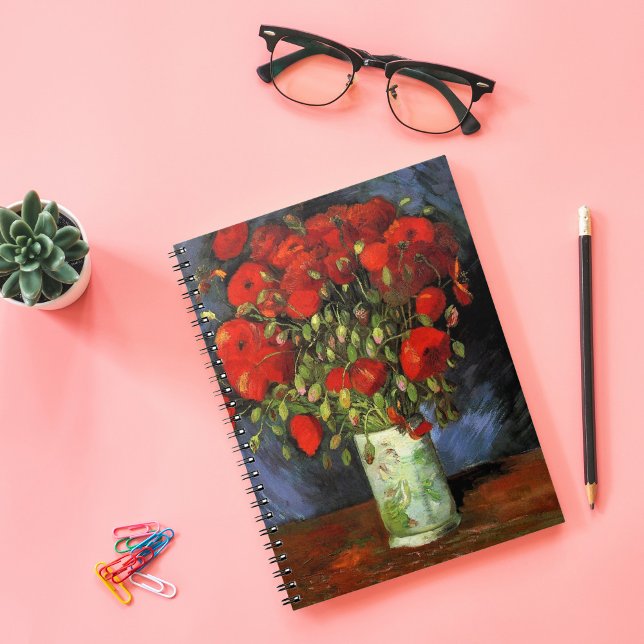 Caderno Espiral Vase com Poppies Vermelhos | Vincent van Gogh (Criador carregado)