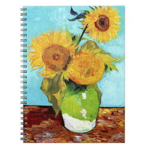 Caderno Espiral Vase com Três Girassóis (1888) espiral Van Gogh