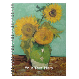 Caderno Espiral Vase com três girassóis, Vincent van Gogh
