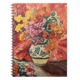 Caderno Espiral Vase de Fleurs à la Draperie Rouge   Louis Valtat