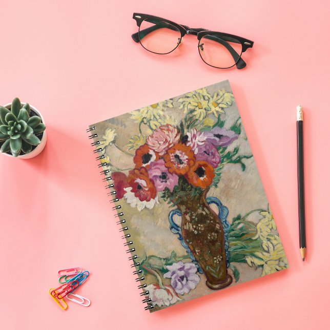 Caderno Espiral Vase decorado com anêmonas | Louis Valtat (Criador carregado)