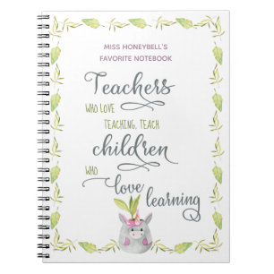 Caderno Espiral Vaso de Planta de Unicórnio Fofo Personalizado par