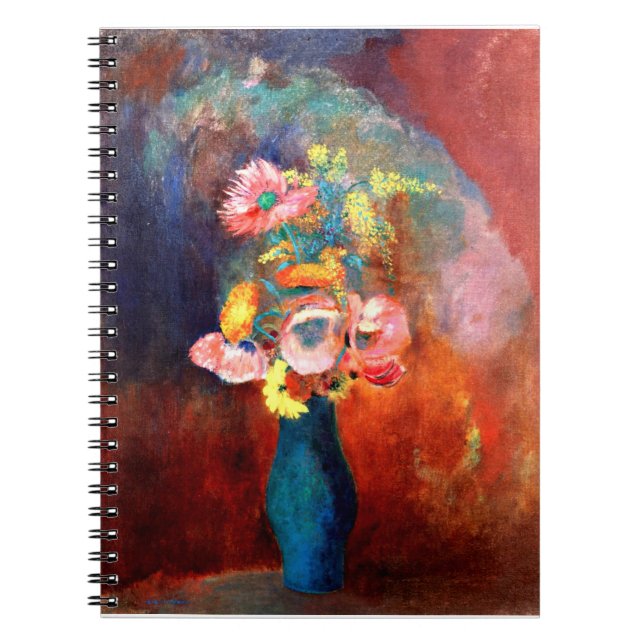 Caderno Espiral Vaso Eetéreo de Flores, pintura de Odilon Redon (Frente)