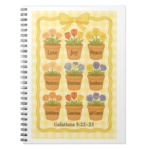 Caderno Espiral Vasos de flores amarelos do Fruto do Espírito