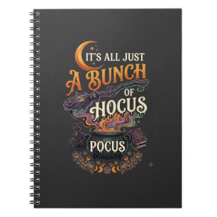 Caderno Espiral Vassoura de Bruxa Hocus Pocus Gato Preto Caldeirão