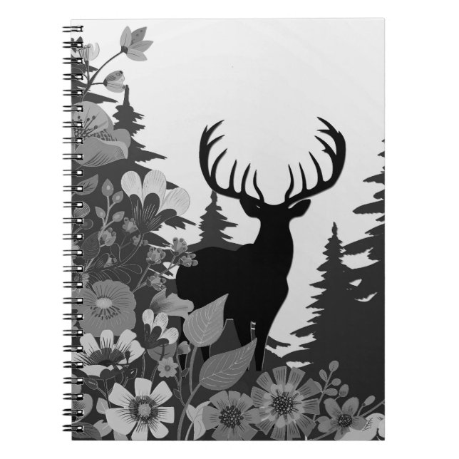 Caderno Espiral Veado com Galhada Grande Fora da Floresta (Frente)