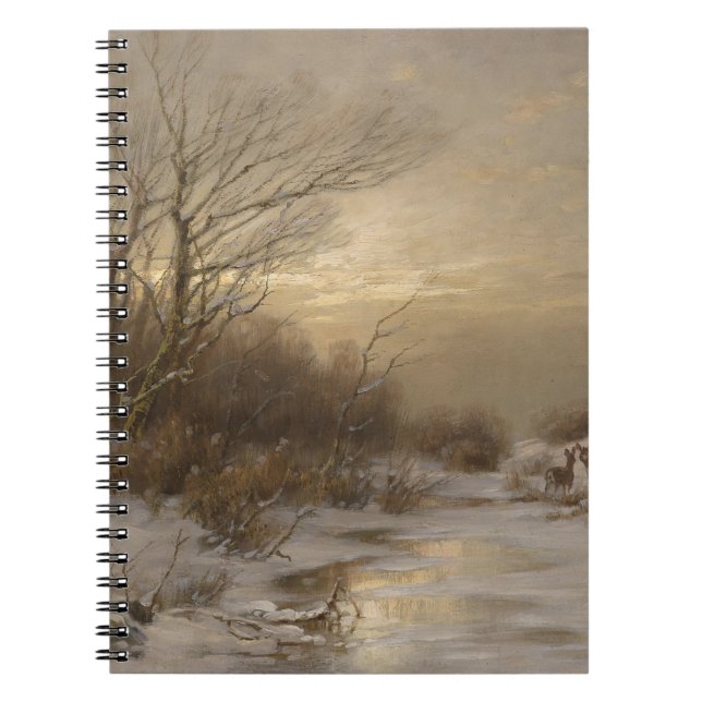 Caderno Espiral Veado em Paisagem de Inverno - Désiré Thomassin (Frente)