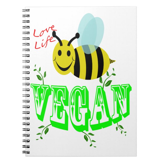 Caderno Espiral vegan da abelha da vida do amor (Frente)