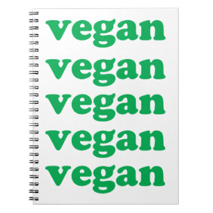 Caderno Espiral "Vegan", letras verdes, fundo branco