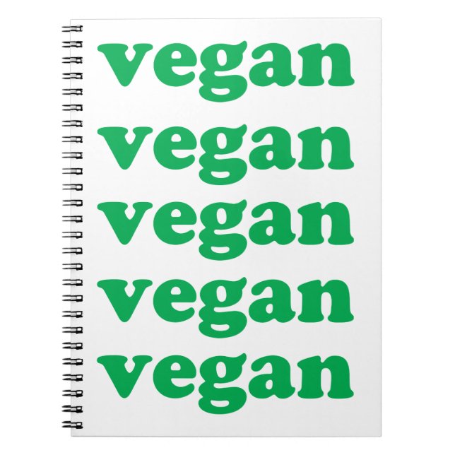 Caderno Espiral "Vegan", letras verdes, fundo branco (Frente)