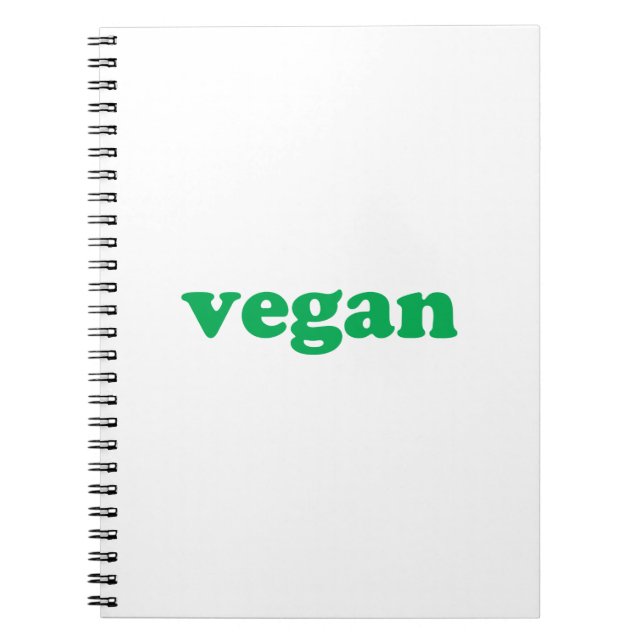 Caderno Espiral "Vegan", letras verdes, fundo branco (Frente)