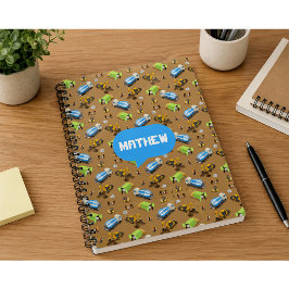 Caderno Espiral Veículos de Construção Personalizados para Criança