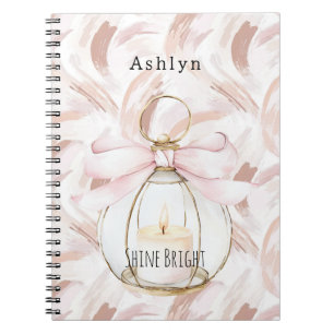 Caderno Espiral Vela com Laço Rosa Brilho Intenso