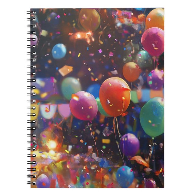 Caderno Espiral vela de aniversário, vela de design de balão, deco (Frente)