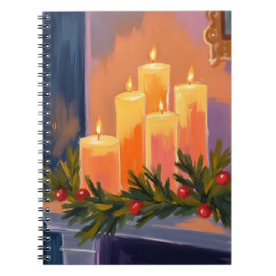 Caderno Espiral Velas da Cornija de Natal com Grinalda