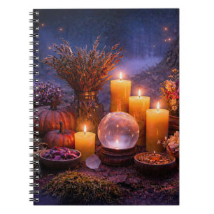 Caderno Espiral Velas Mágicas Enfeitiçantes Noturnas Místicas